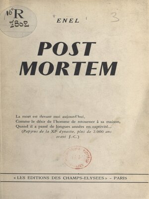 cover image of Post mortem